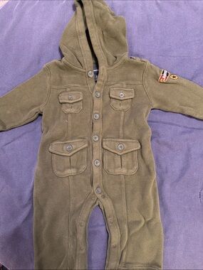 GAP babyGap Olive Green Hooded One-Piece Romper